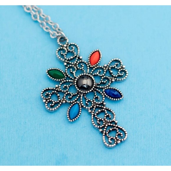 Vintage Gothic Multi-Stone Necklace by Avon 24 Inches - N24 - Picture 1 of 3